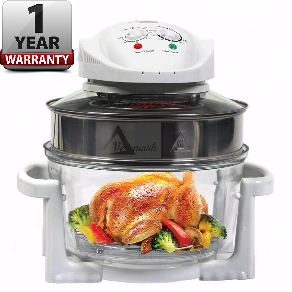 17L Halogen Convection Glass Bowl Oven w/ Stainless Steel Extension Ring Roast (1 year Warranty)