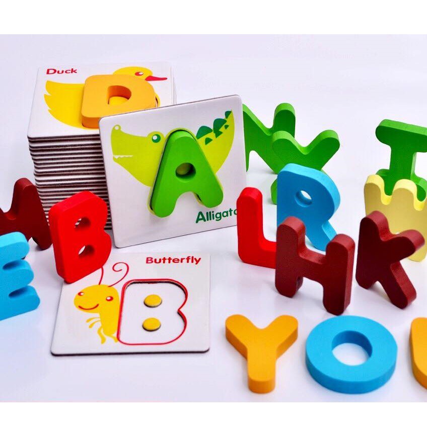 Wooden Alphabet Letter Cards ABC puzzle - Montessori Toys Educational ...