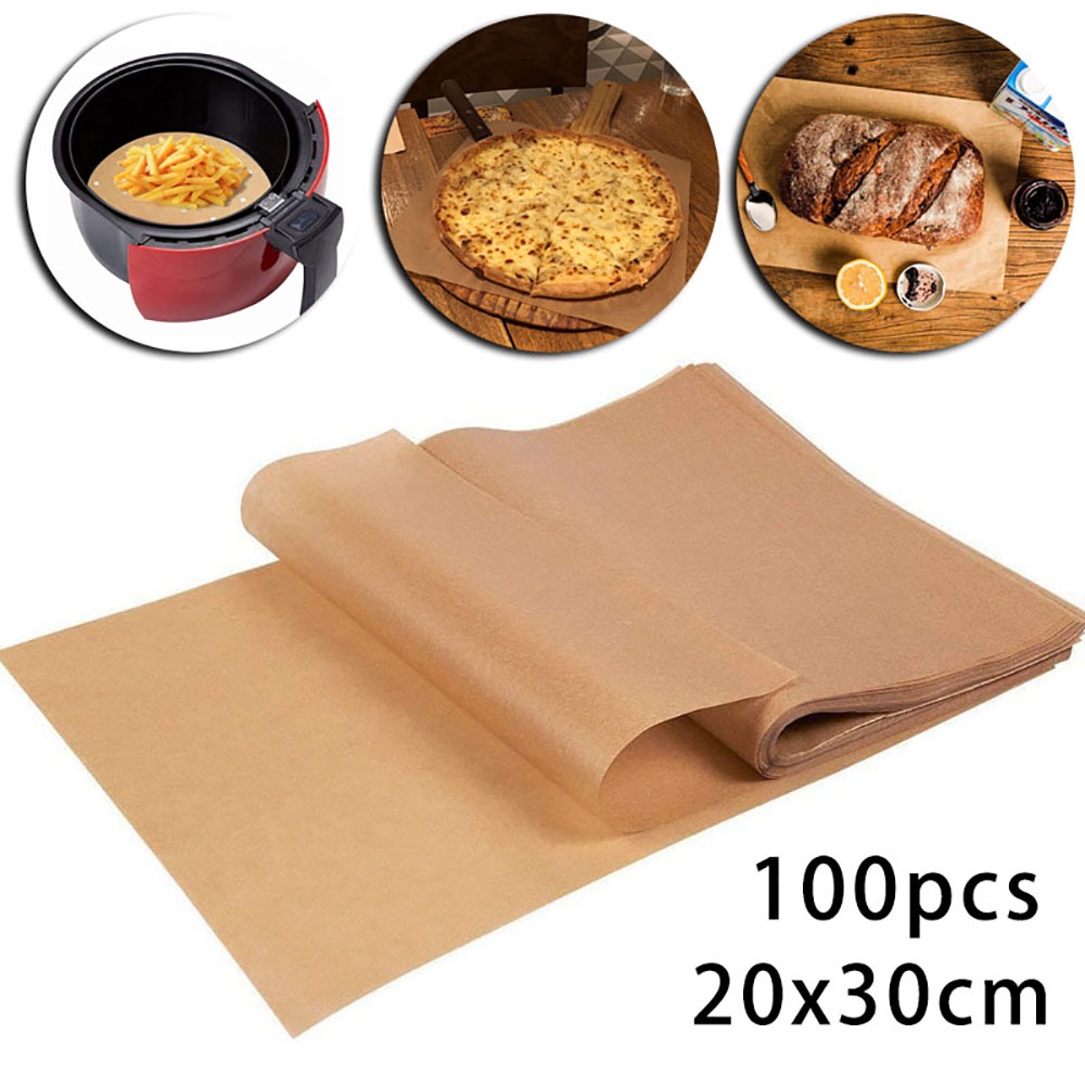 100pcs baking paper square unbleached pre-cut parchment paper non-stick bread DIY for grill/baking/pizza/pie/oven