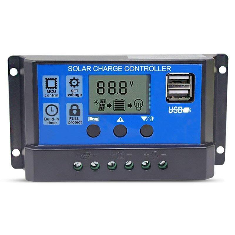 Solar Charge Controller 10A/20A Solar Panel Battery Controller 12V/24V PWM Auto Parameter