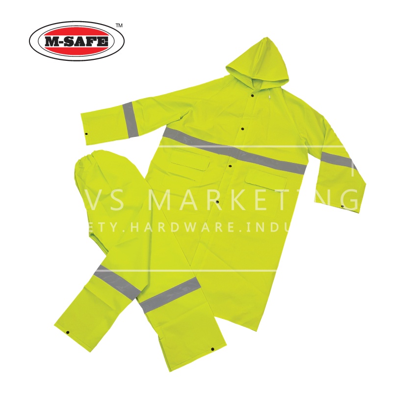 MSAFE HEAVY DUTY PVC RAIN SUIT WITH REFLECTOR / SAFETY RAINWEAR