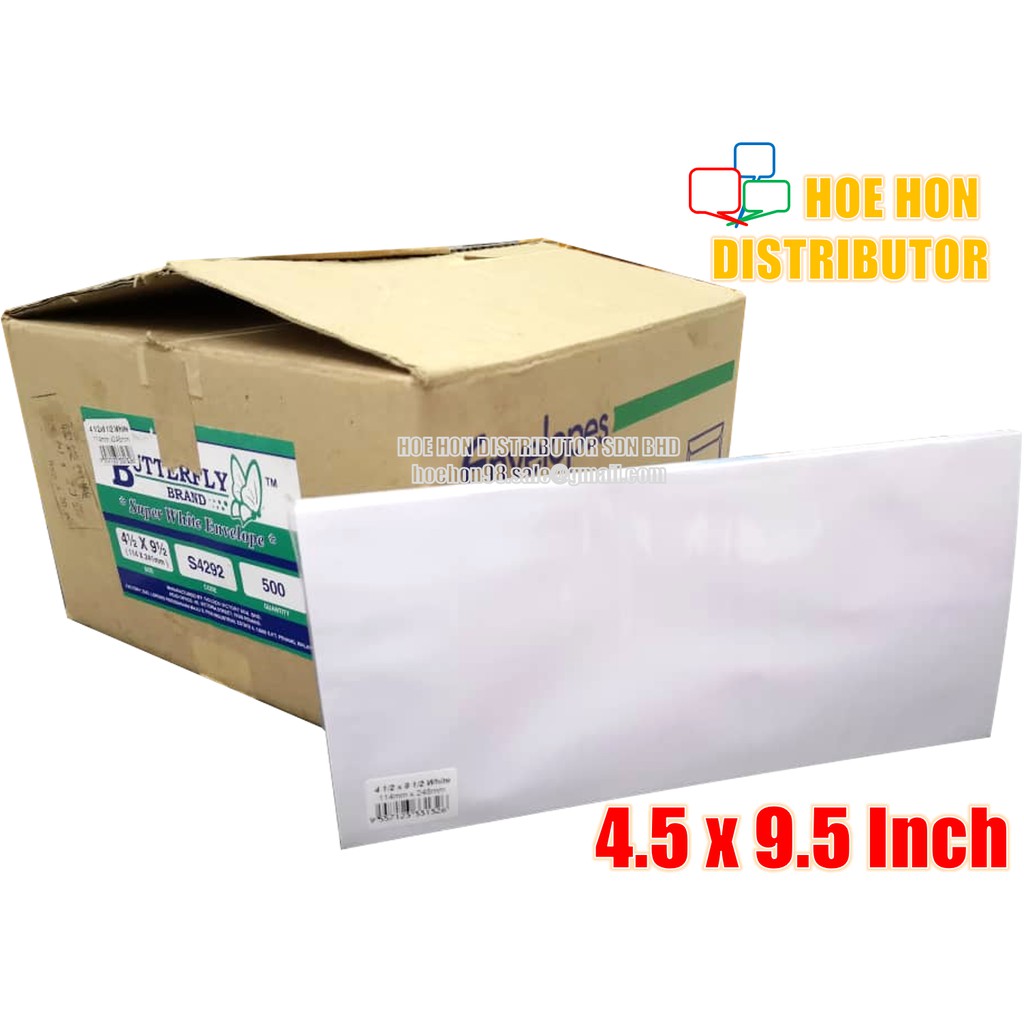 Long White Envelope / Sampul Surat Putih 4.5 x 9.5 Inch / 114 x 240mm