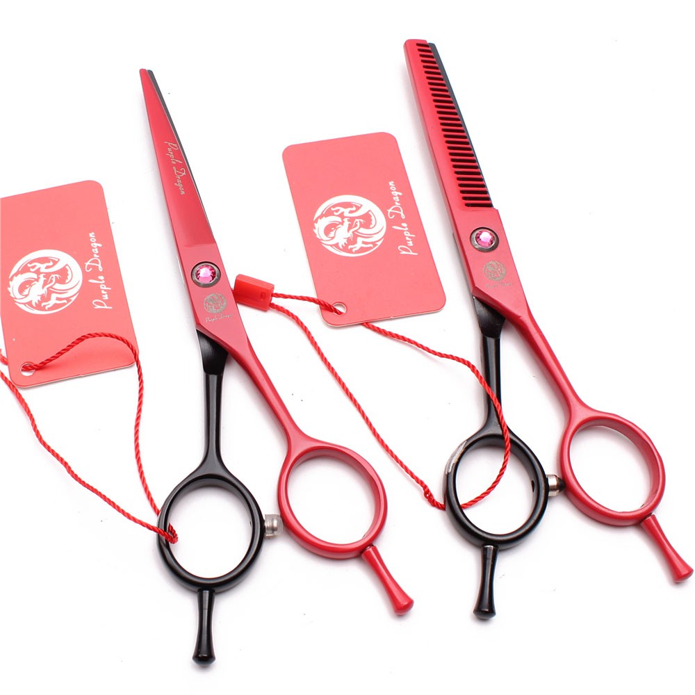 5 5 Red Black Haircut Scissors Cutting Scissors Thinning Shears