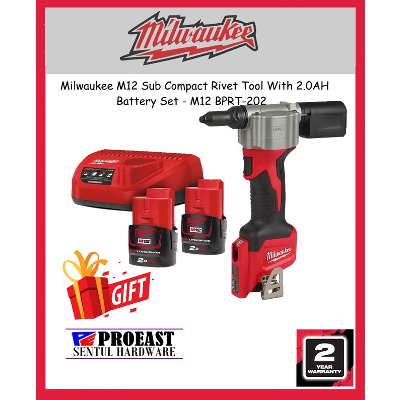 MILWAUKEE M12 Sub Compact Rivet Tool With 2.0AH Battery Set / Rivet Gun