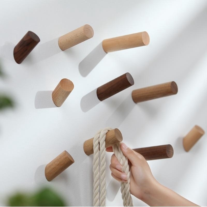 1Pc Nordic Wooden Round Door Hangers Clothes Hat Hook Wall Hanging Decor DIY 