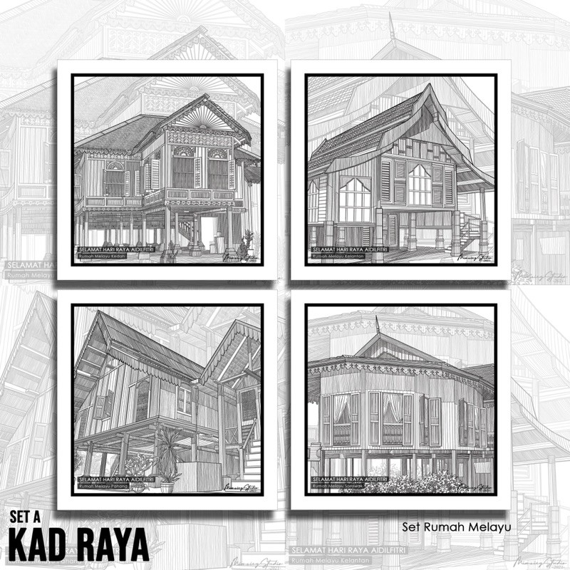 Poskad / Kad Raya 2021  Malaysia Sketch edition by Mimsieystudio 