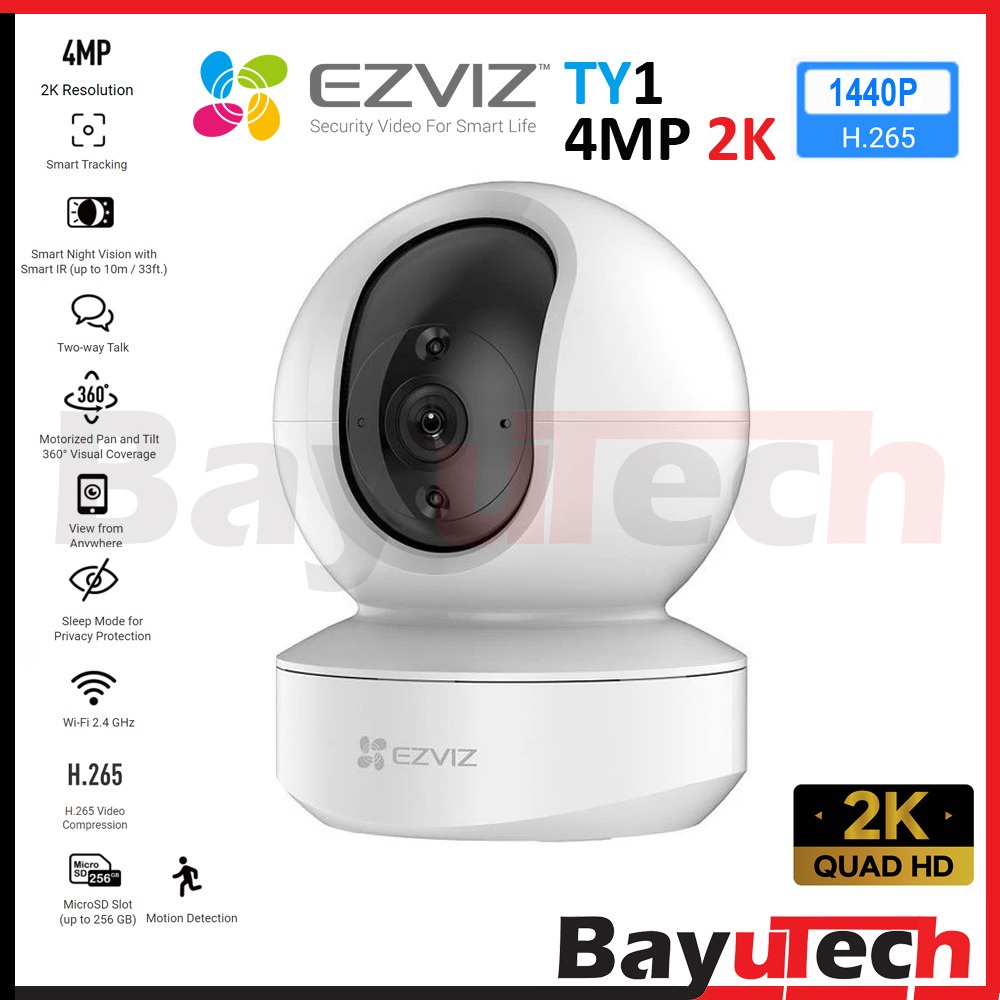 EZVIZ TY1 960P / 3MP / 4MP 2K 32GB 128GB Pan & Tilt WiFi Home Security