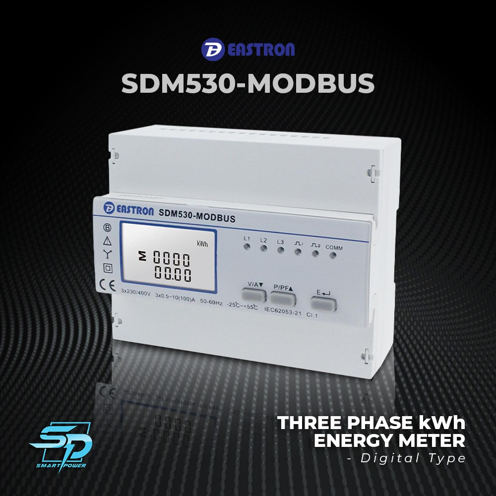 THREE PHASE KWh ENERGY METER EASTRON SDM530 - DIGITAL TYPE WITH RS485 ...