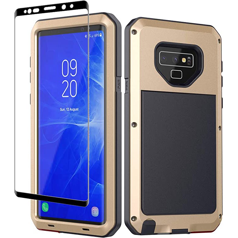 Galaxy Note 9 Case,Bpowe Shockproof Proof Carbon Fiber Zinc Magnesium Alloy Metal Heavy Duty Armor Protection Case Cover with HD Clear Screen Protector for Samsung Galaxy Note 9 Red 