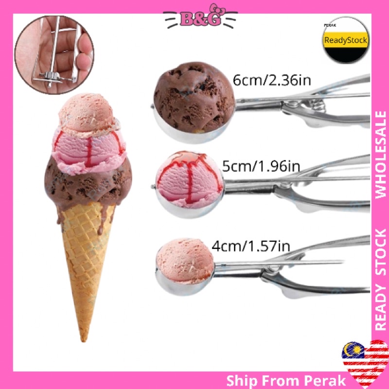 Ice Cream Scoop Spoon4,5,6cm Stainless Cookie Fruit Mash Potato Meatball Cupcake Melon Ball Scooper Kitchen Tool 雪糕勺汤匙