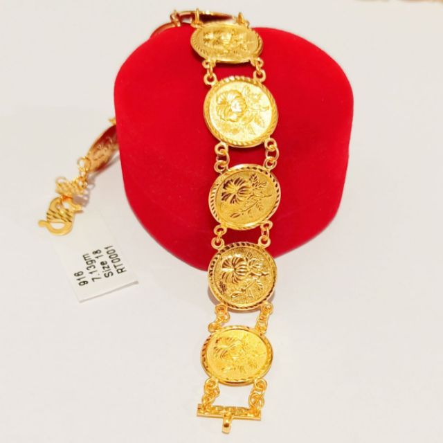 Rantai Tangan Syiling Bunga Raya Emas 916 22k Shopee Malaysia