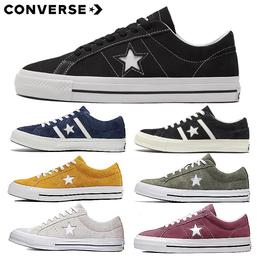 Converse One Star Black Suede Classic Retro Low Top Casual Sneakers Men's and Women's Fashion Casual Shoes Blue Green