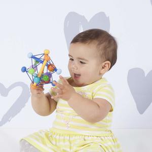 manhattan toy skwish color burst rattle and teether grasping activity toy