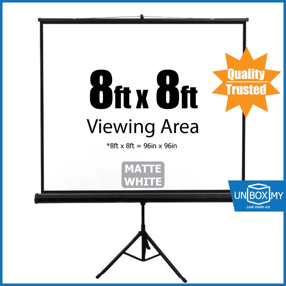 Meki 8ft Portable Tripod Screen Matte White 8 ft Projector Screen