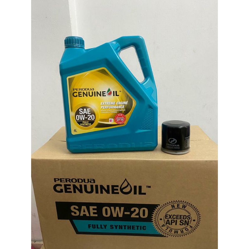 Perodua Genuine Fully Synthetic Engine Oil 4l Sae 0w20 Oil Filter Bezza 1 3 Myvi 2018 Aruz