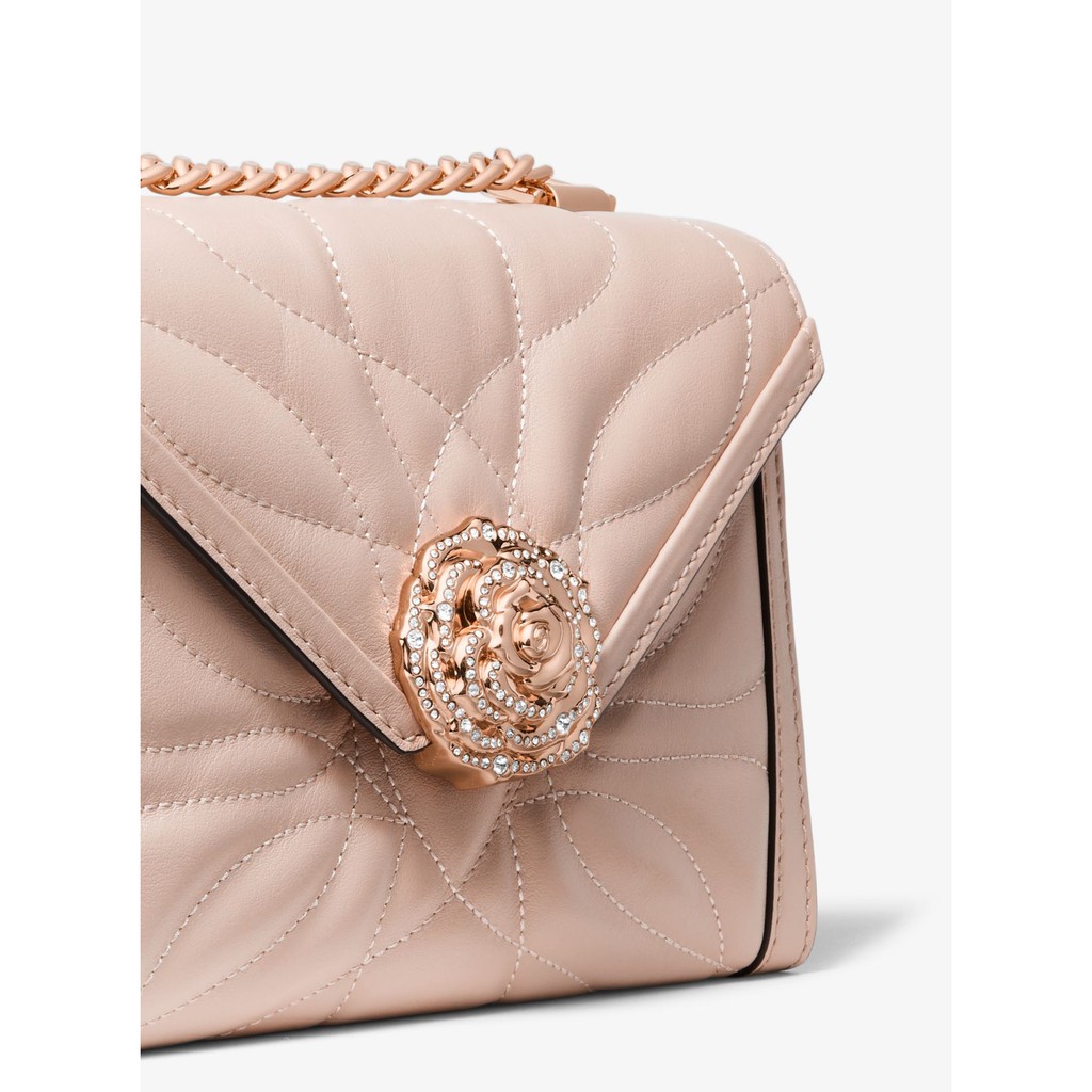 whitney petal quilted leather shoulder bag