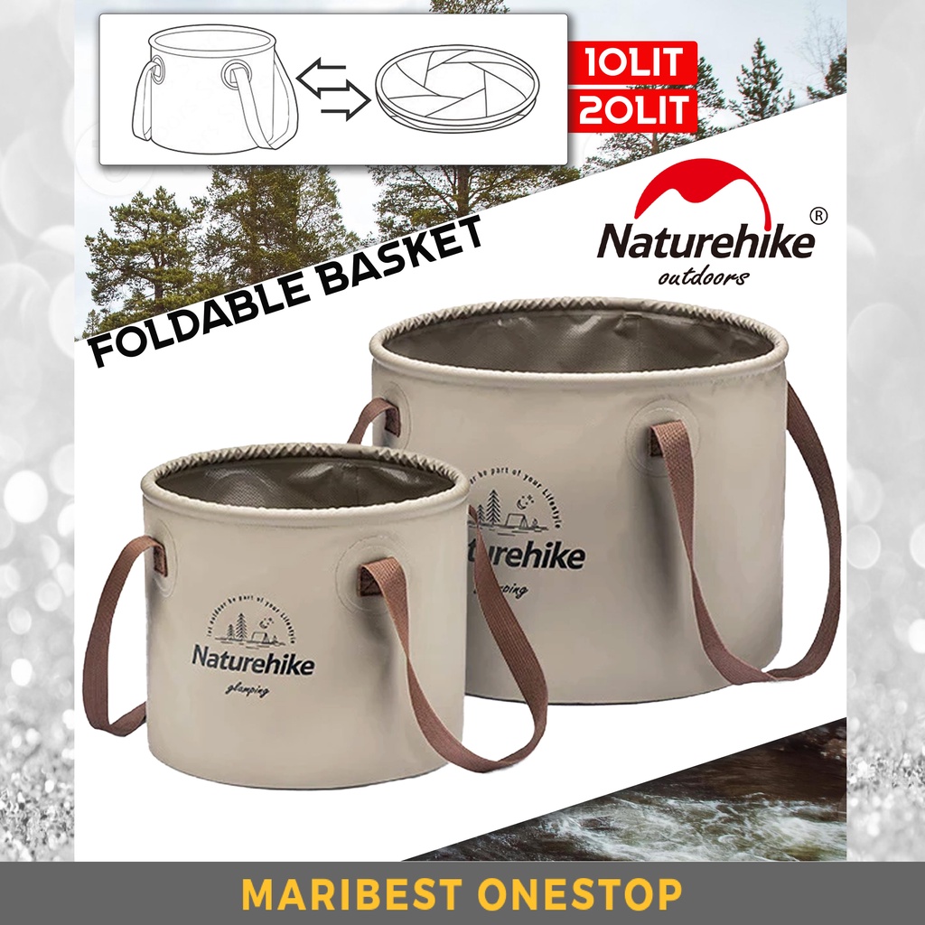 Naturehike Waterproof Foldable Basin Portable Folding Water Bucket Large Capacity Outdoor Round Bucket Baldi Khemah 水桶