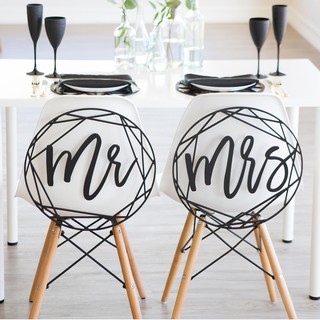 Round Letter Wedding Chair Back Decoration Ceremony Wooden Label Sign Plaque V