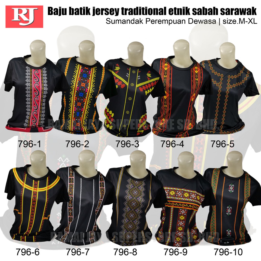  Baju  batik  jersey traditional etnik sabah  sarawak Sumandak 