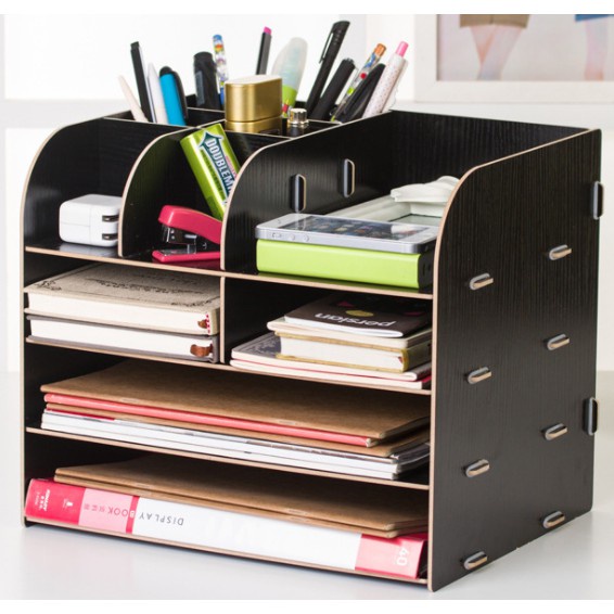 🎁KL STORE✨  Wooden Stationary,Cosmetic Desktop Shelves Rack Storage Cabinet Ra