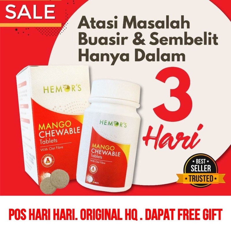 HEMORS MANGO CHEWABLE TABLET UBAT BUASIR 100% BERKESAN (DIRECT HQ
