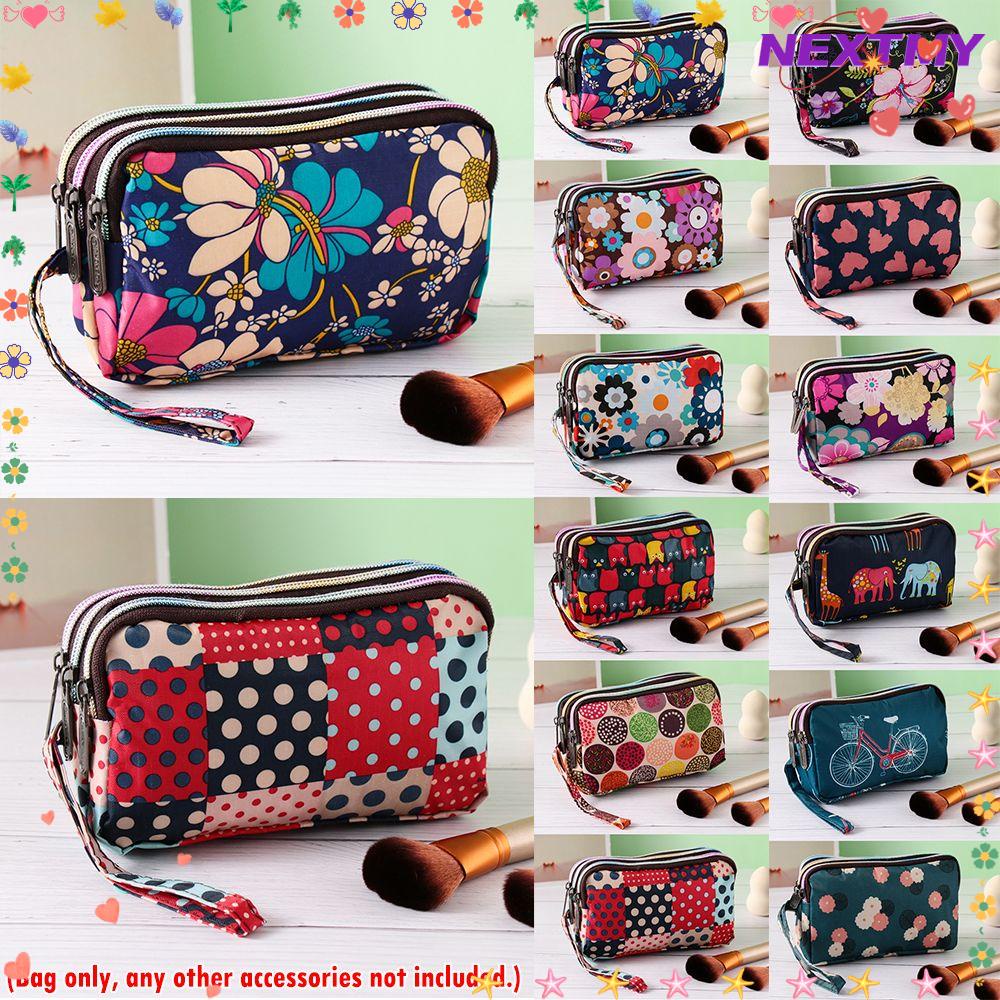 NEXTSHOP Party Cell Phone Bags Coin Purse Waterproof Canvas Women Flower Wallet Mini Handbag Fashion Makeup Bag Card Holder Small Clutch