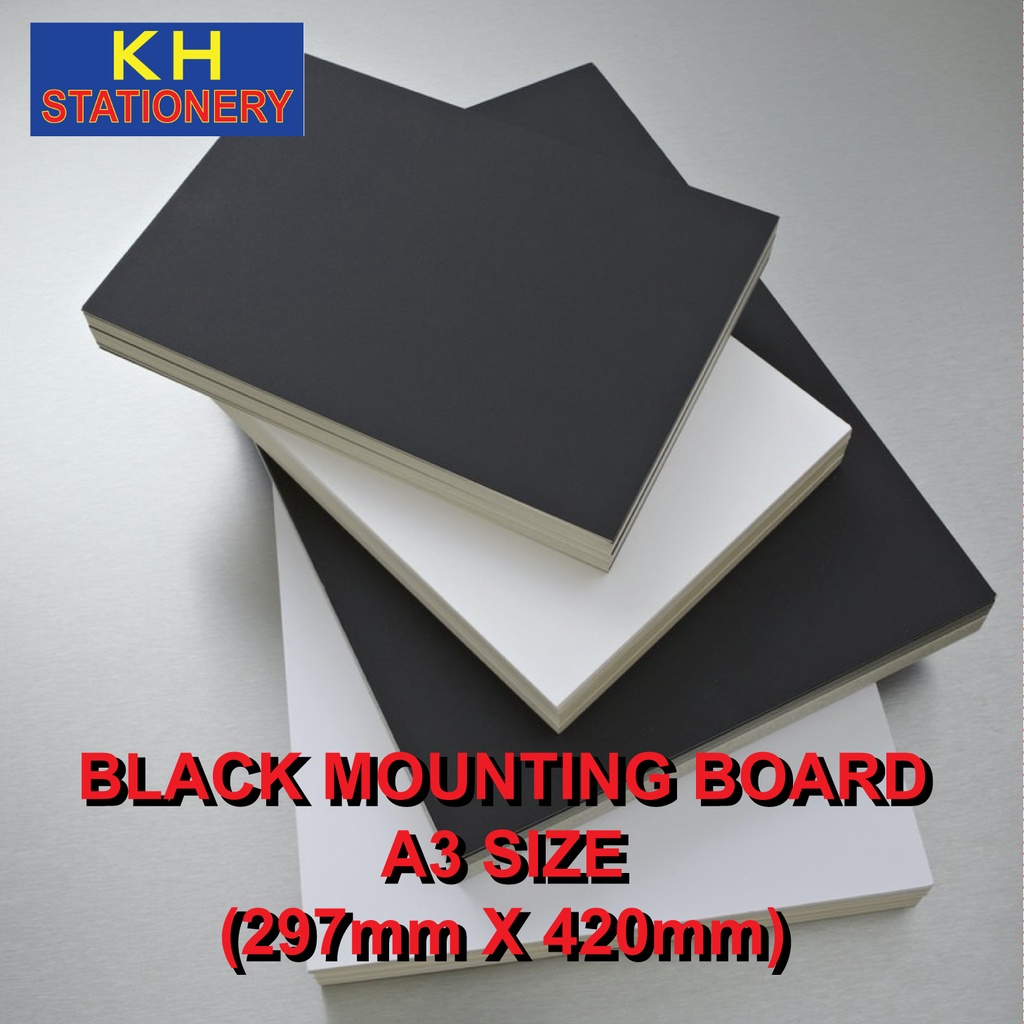 Black Mounting Board A3 Size / Black Card Board A3 / Kertas Hitam Keras