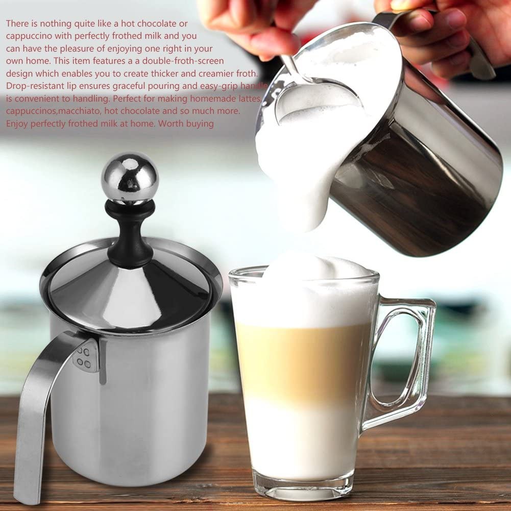 Stainless Steel Milk Frother Hand Pump Creamer Coffee Milk Foam Frothing Pitcher Pump Foamer