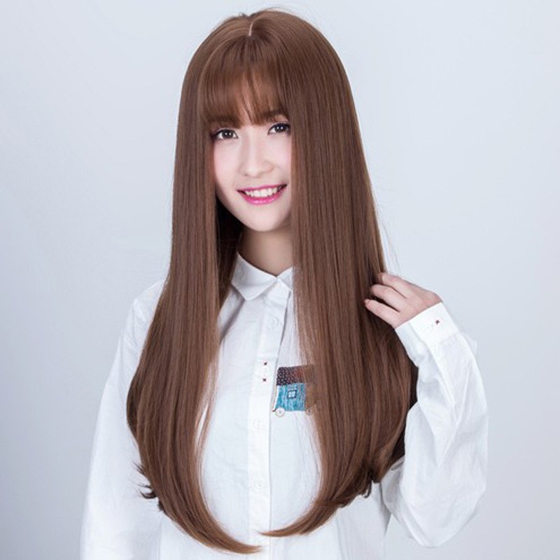 Female Fashion Air Bngs Pear Flower Inside Buckle Long Straight