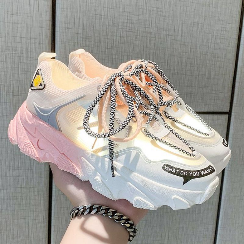 ?Korean version of dad heightening women's shoes ?Fashion gradient casual shoes breathable ins trendy sneakers