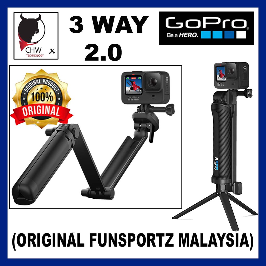Gopro Original Malaysia 3way Grip Arm Tripod 2 0 New Shopee Malaysia