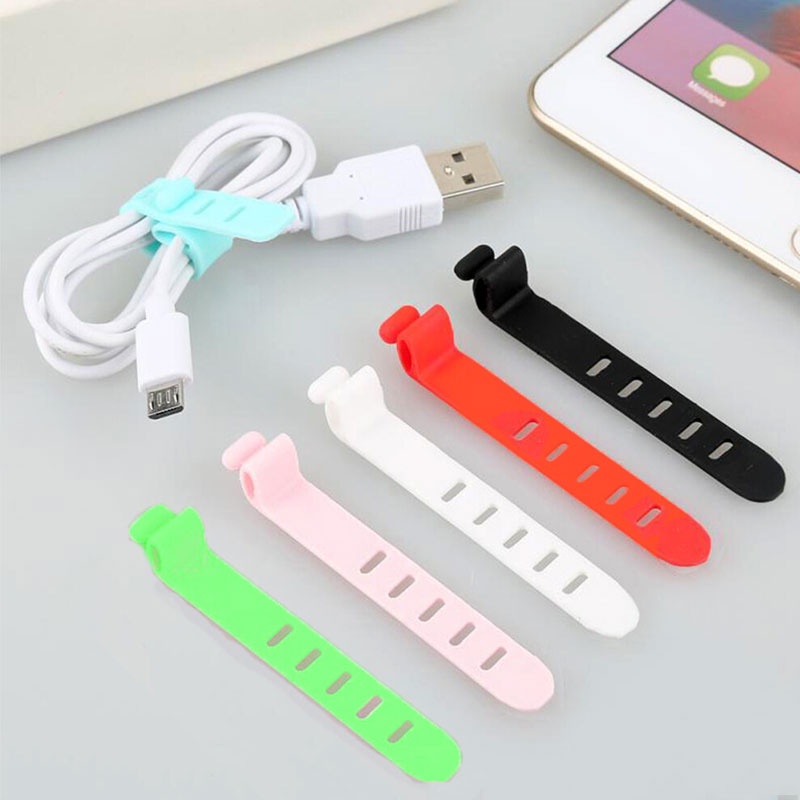 Adjustable Silicone Wire Clip Winder Strap Reusable Cable Tie Phone USB Data Line Organizer Protector Flexible Cord 硅胶绑带