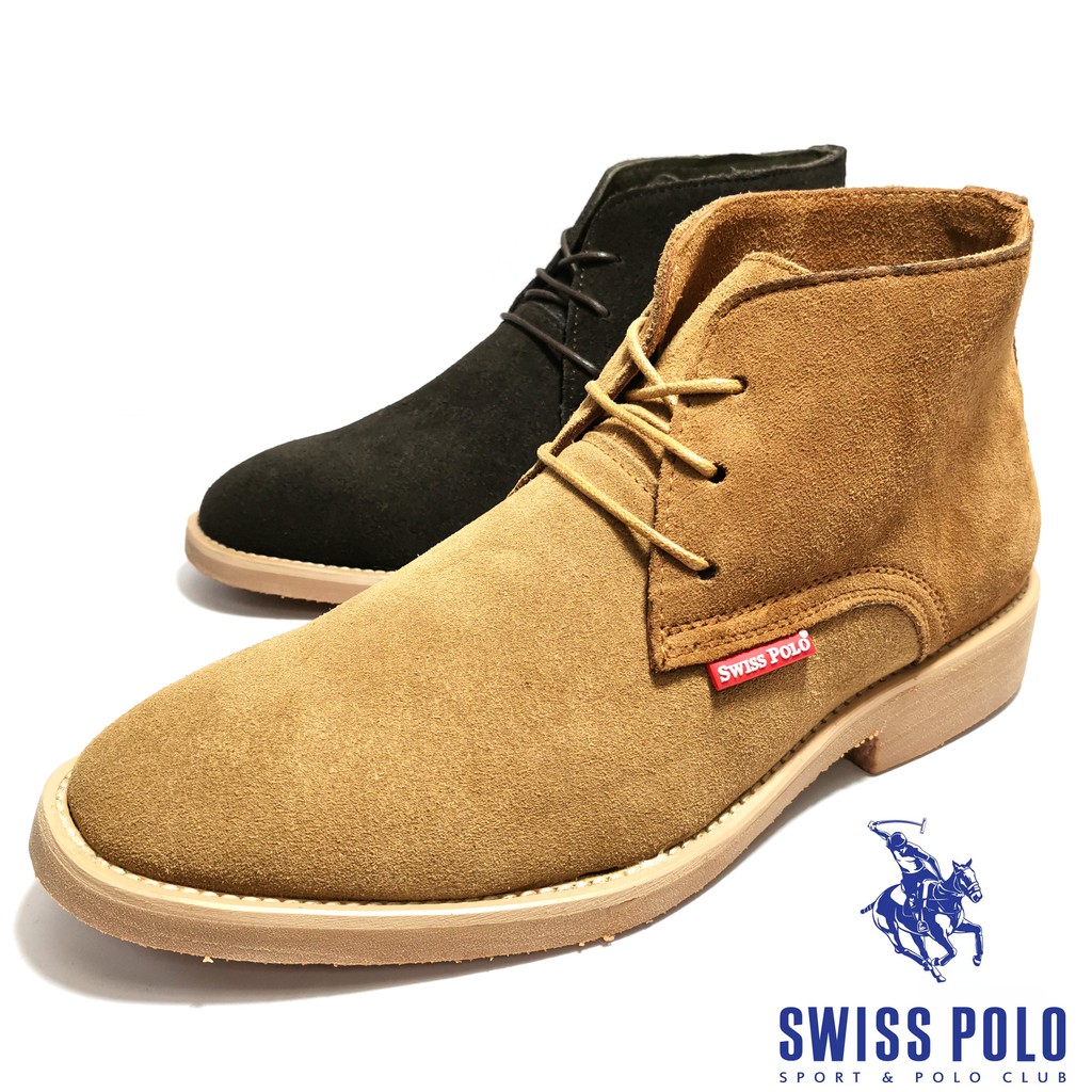 SWISS POLO men high top suede leather desert boots shoes|kasut lelaki  chukka boots SWISS POLO | Shopee Malaysia