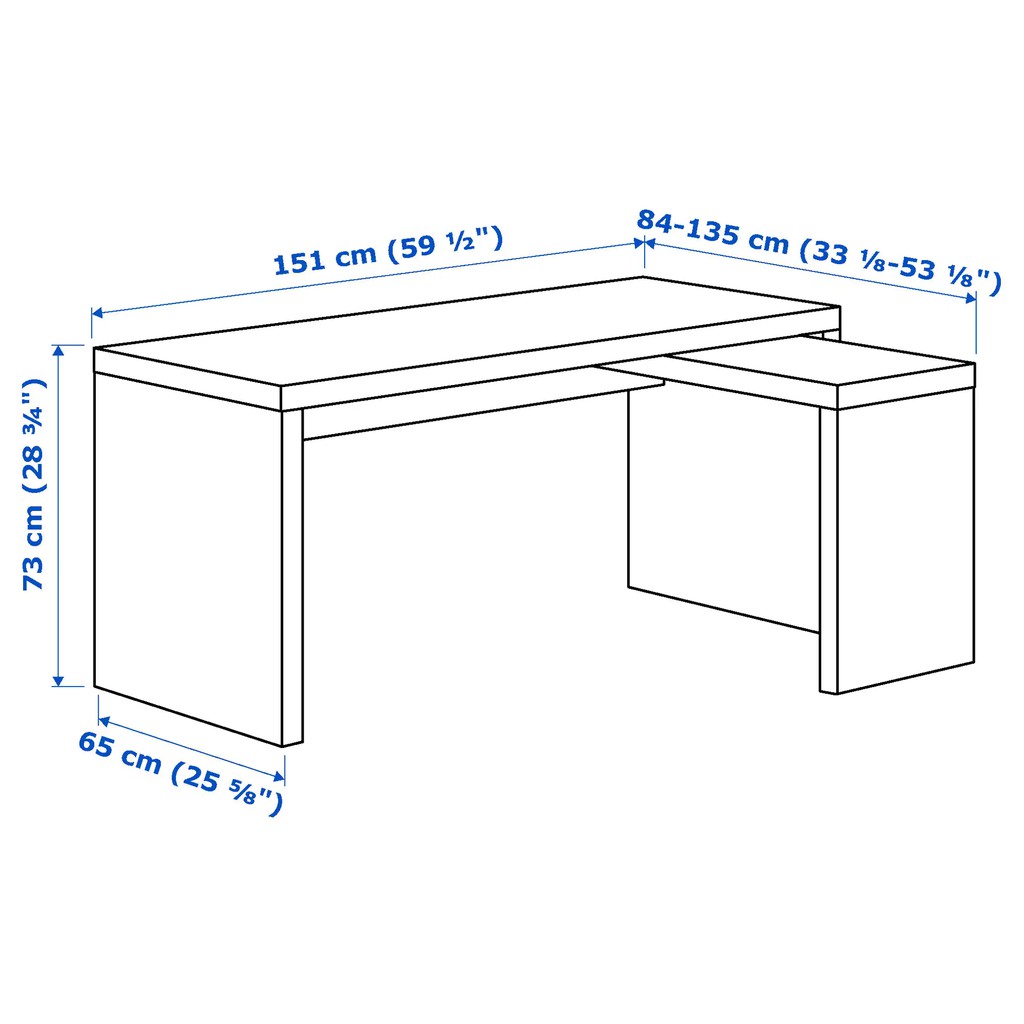 Ikea Malm Desk With Pull Out Panel 151 X 65 Cm Shopee Malaysia