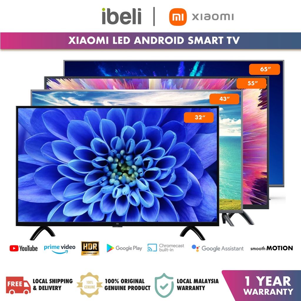 Xiaomi LED Android Smart TV UHD Television Wifi Google Youtube English (32"/43"/55"/65")