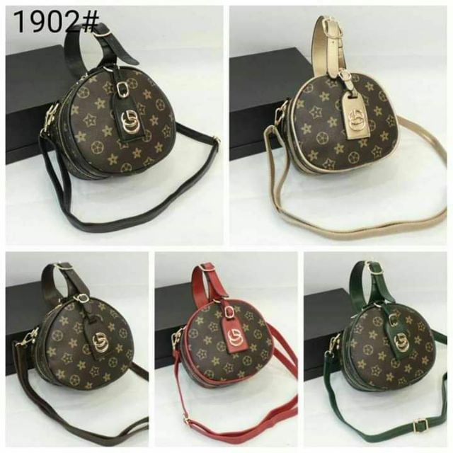 sling bag lv bucket bag bulat, Women's Fashion, Bags & Wallets