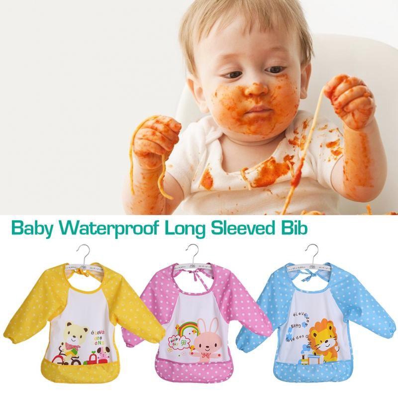 baby food bib with sleeves