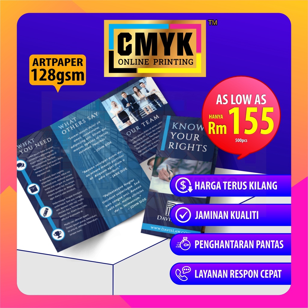 [HARGA KILANG] Brochure / Pamplet Custom Printing Material 128gsm Art