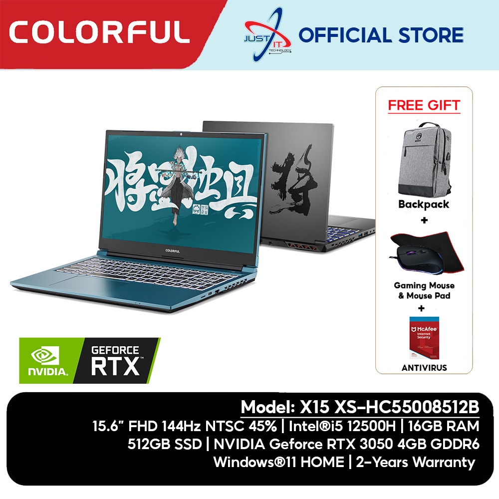 COLORFUL X15-XS 22 GAMING LAPTOP ( I5-12500H 16GD4 512SSD / RTX3050 ...