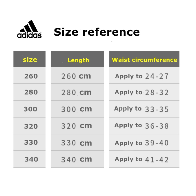 Adidas taekwondo 2024 belt size chart