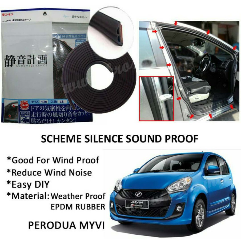 (4 Doors) Perodua Myvi Lagi Best / Icon Car Door Rubber Seal SCHEME