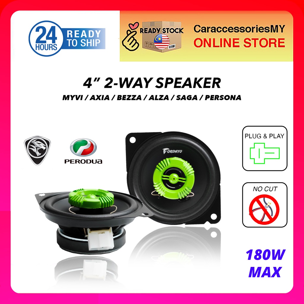 Fordayo Proton Perodua 4 inch car speaker 2way pnp plug n play dashboard speker myvi alza axia bezza viva persona saga
