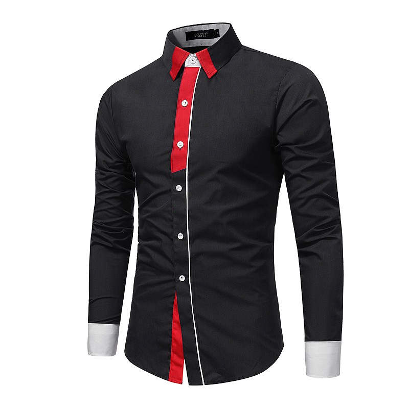 Modern Mens Casual Business Slim Fit Merged Colors Long Sleeved Collar Shirts Shopee Malaysia