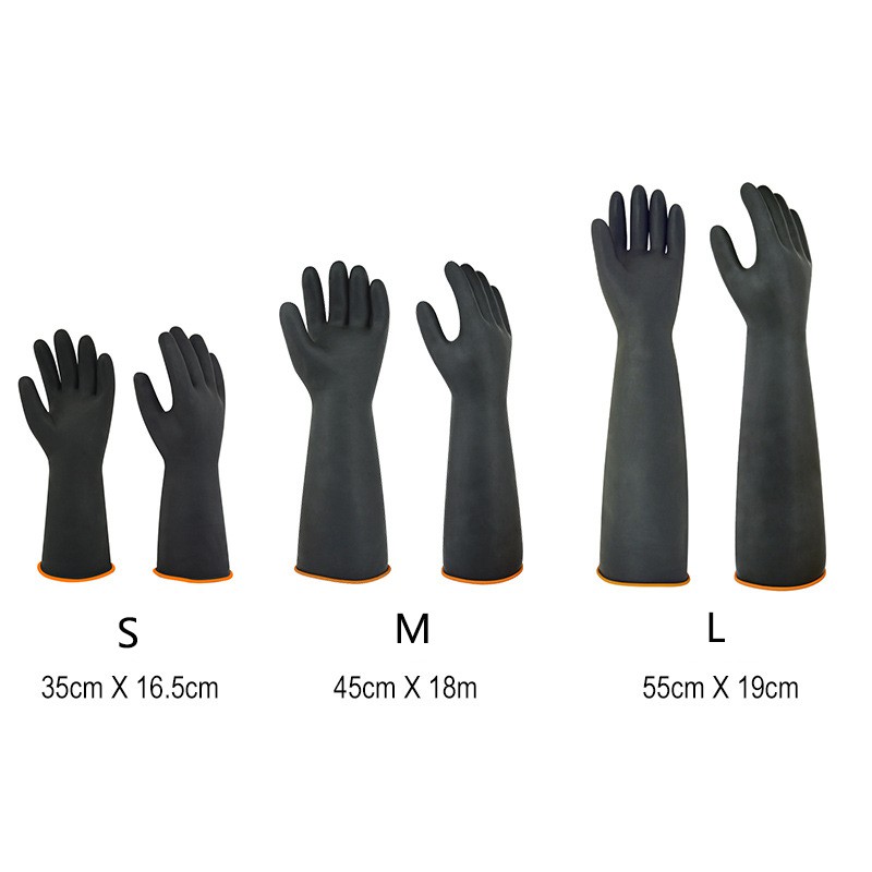 Heavy Duty Rubber Gloves Chemical Muriatic Acid Resistant Natural Anti