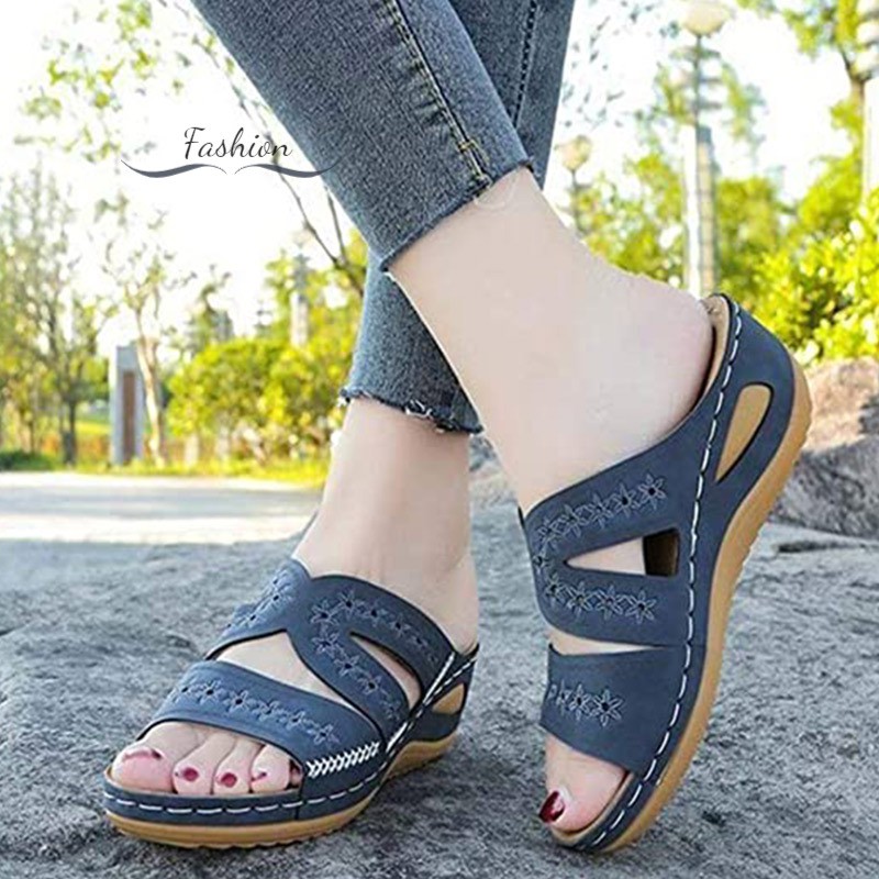 Details about   Women Non-Slip Slippers Orthopedic Sandals Casual Flat Wedge Shoes Full Size