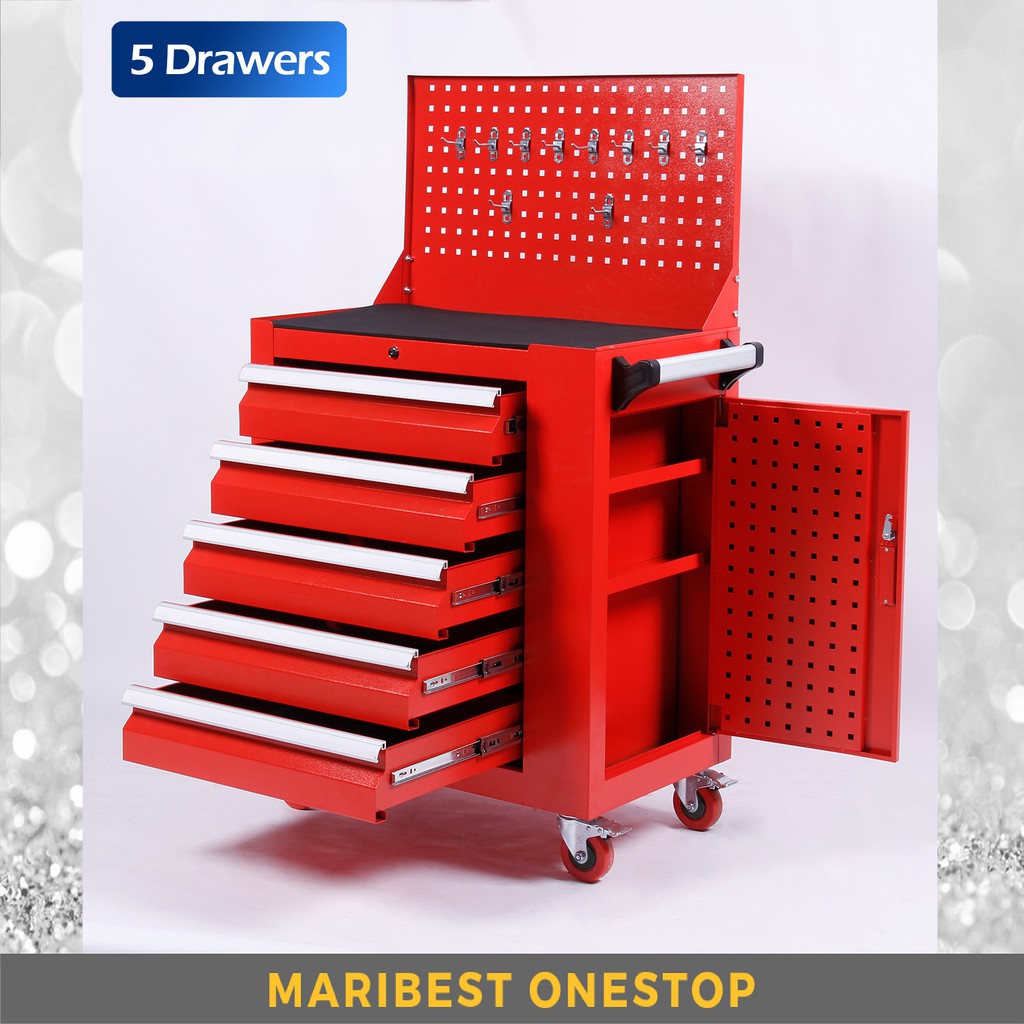 5 Drawers With Side Storage Hanging Plate Steel Metal Service Tool