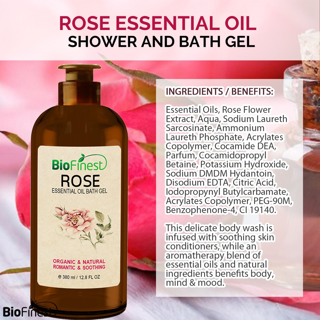 Biofinest Rose Essential Oil Shower Gel Natural Fragrance Body Wash Shopee Malaysia