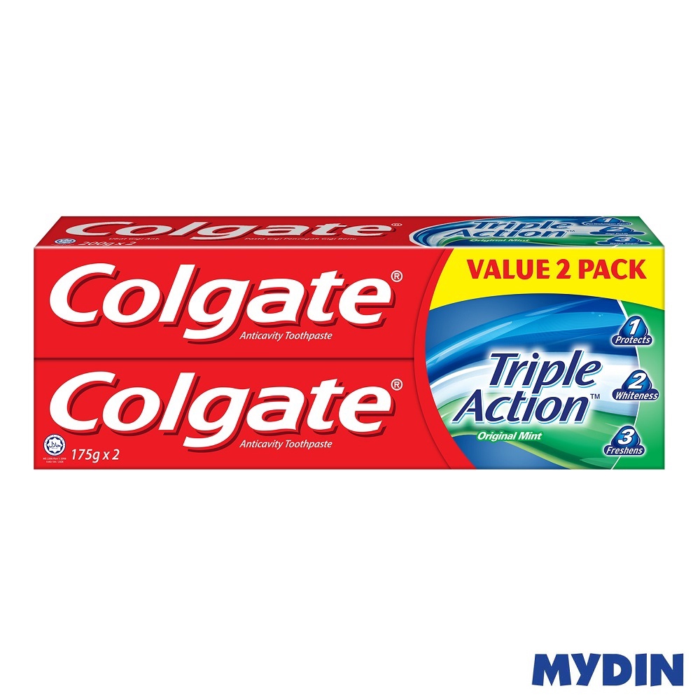 Colgate Anticavity Toothpaste Triple Action Original Mint (175g x 2)