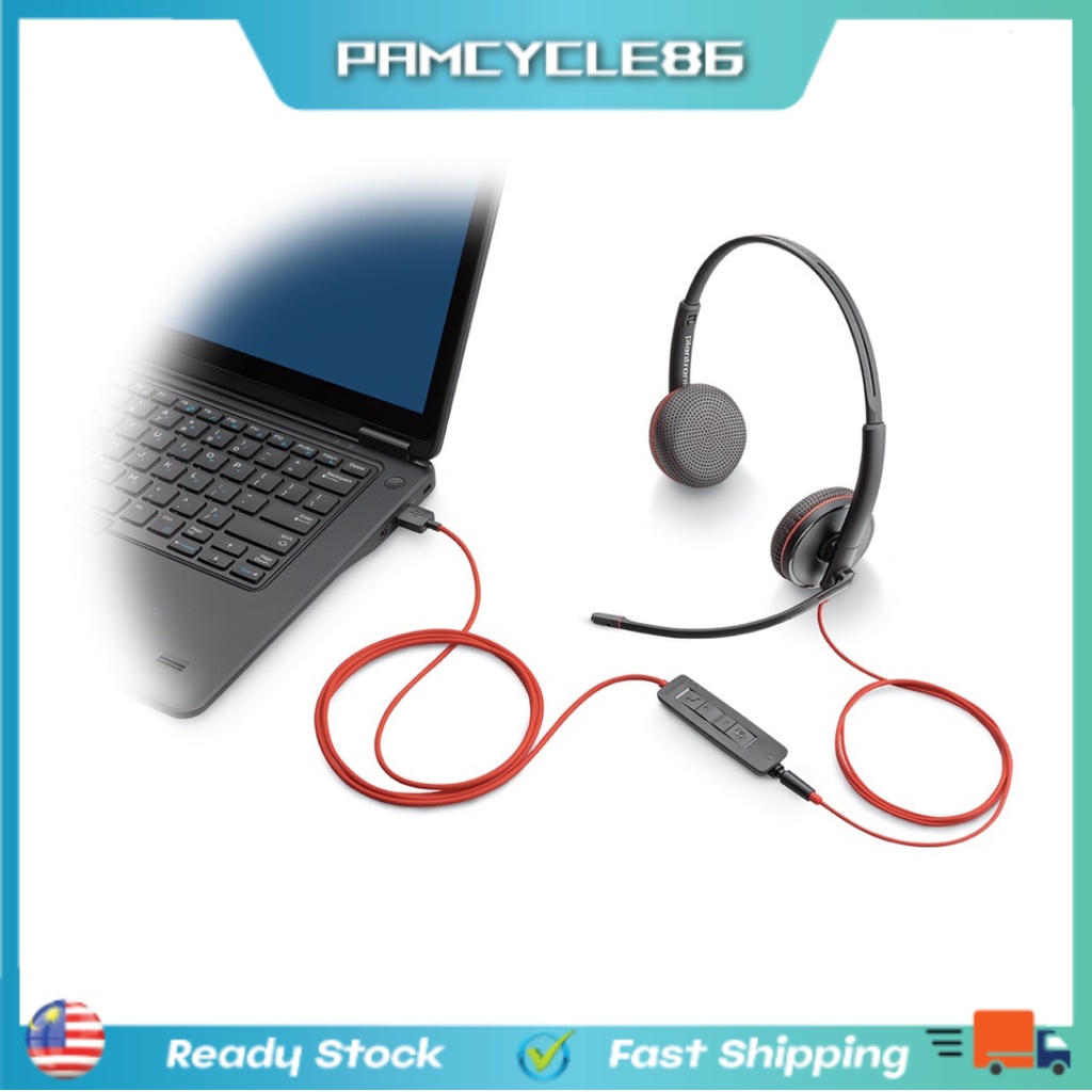 Plantronics Blackwire C3225 USB-A Stereo Headset (come with 3.5mm jack ...