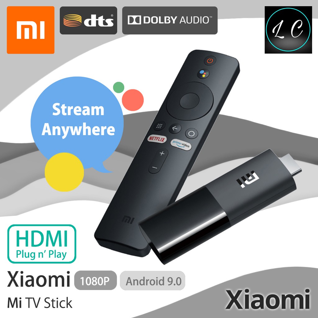 Xiaomi Original TV Stick Mi TV Stick with Android TV 9.0 + Chromecast (1GB RAM + 8GB ROM 5Ghz WiFi) Global Version